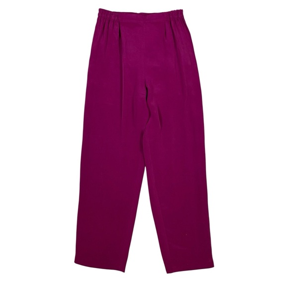 Nora Noh Silk Trousers Fuchsia High Rise Relaxed Fit Dress Pants 12 Women’s - Picture 1 of 4